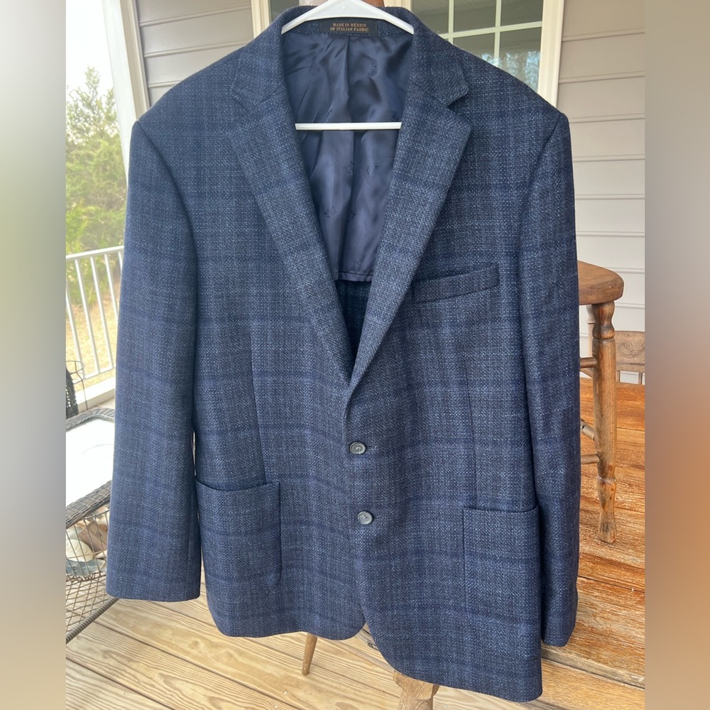Jos. A Bank Reserve Wool/Cashmere Blazer Jacket Tailored Fit Soft Shoulder 46R